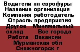 Водители на еврофуры › Название организации ­ Компания-работодатель › Отрасль предприятия ­ Другое › Минимальный оклад ­ 1 - Все города Работа » Вакансии   . Мурманская обл.,Снежногорск г.